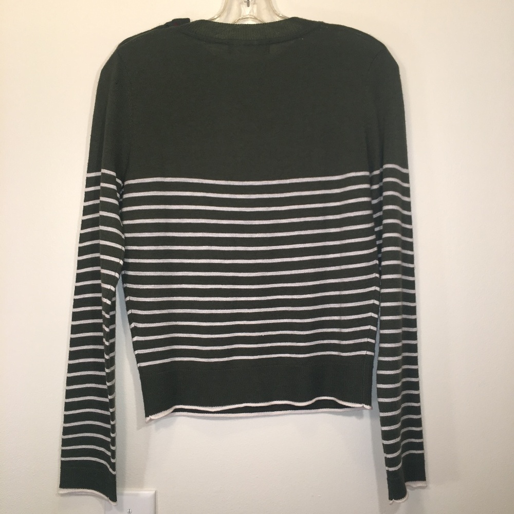Zara Olive Green Striped Sweater - Picture 2 of 6